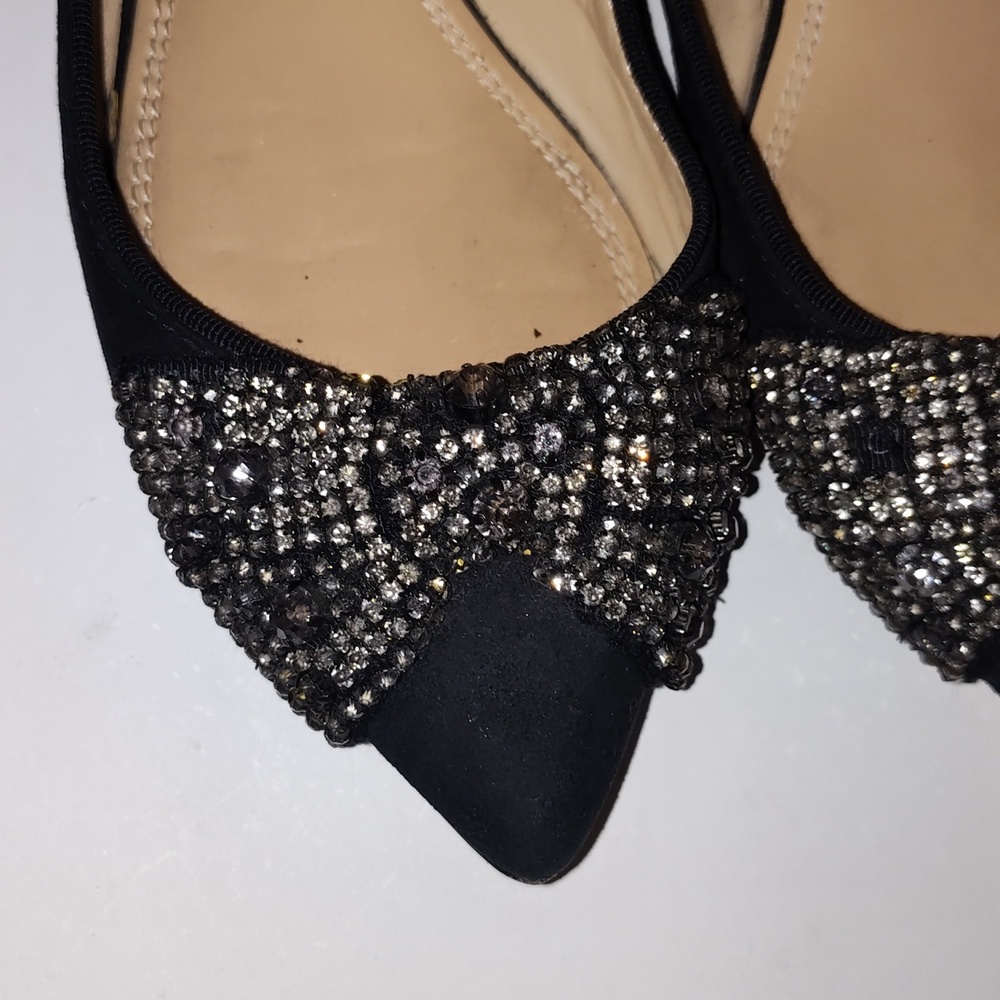 Tory Burch Esme Black Suede Rhinestones Flat Shoes-sz 6 - Picture 12 of 13